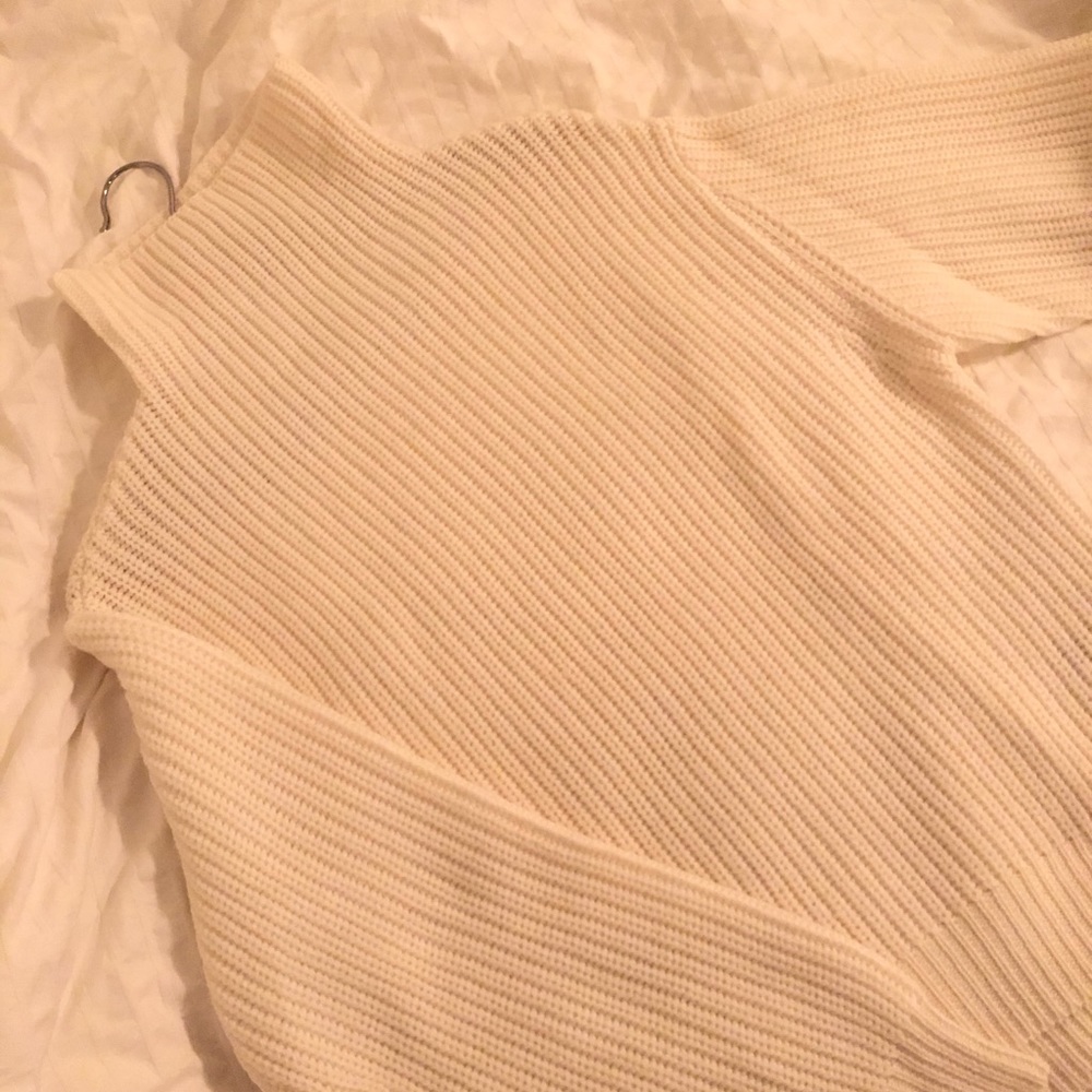 Women's White Turtleneck Sweater - Picture 3 of 4